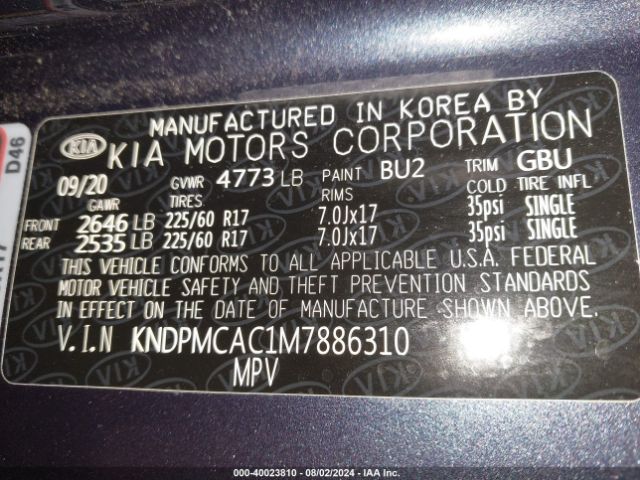 Photo 8 VIN: KNDPMCAC1M7886310 - KIA SPORTAGE 