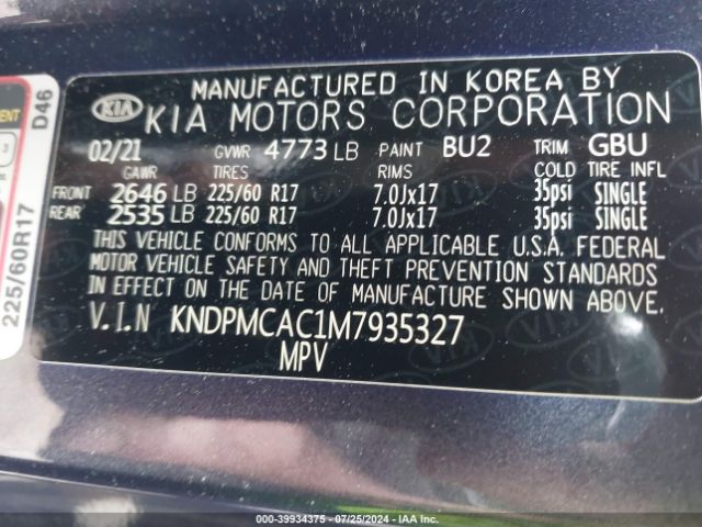 Photo 8 VIN: KNDPMCAC1M7935327 - KIA SPORTAGE 