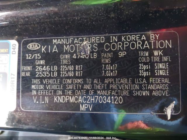 Photo 8 VIN: KNDPMCAC2H7034120 - KIA SPORTAGE 