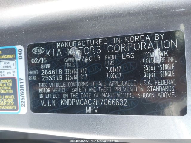 Photo 8 VIN: KNDPMCAC2H7066632 - KIA SPORTAGE 