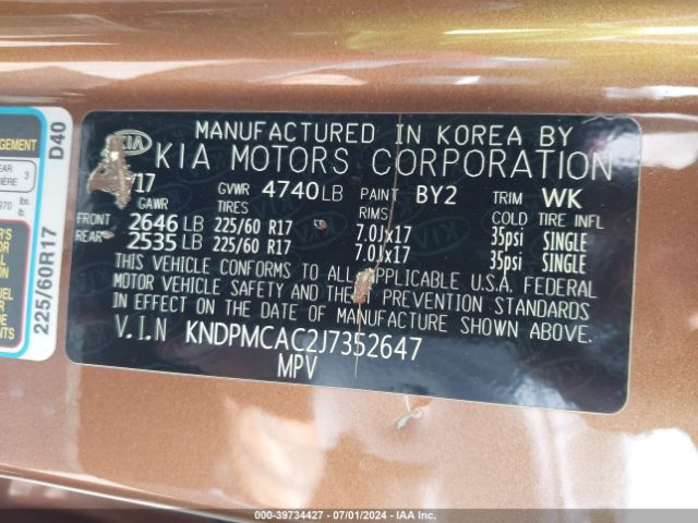 Photo 8 VIN: KNDPMCAC2J7352647 - KIA SPORTAGE 