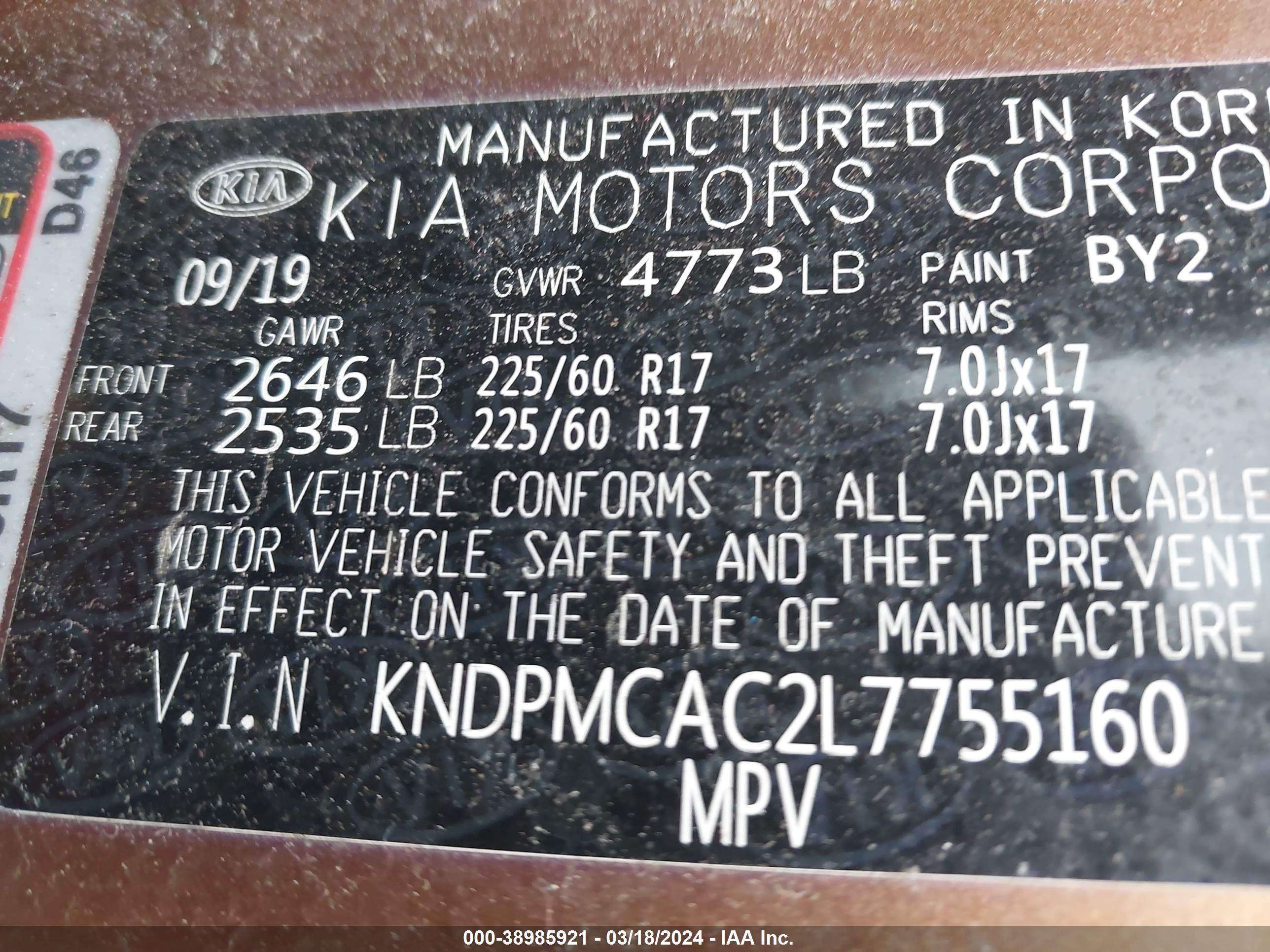 Photo 8 VIN: KNDPMCAC2L7755160 - KIA SPORTAGE 