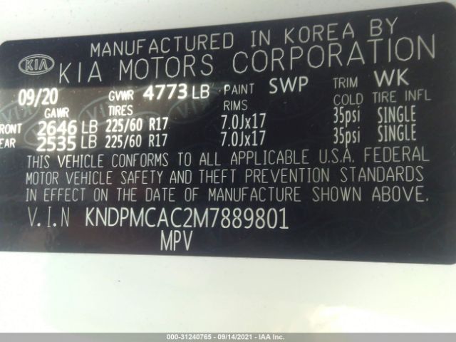 Photo 8 VIN: KNDPMCAC2M7889801 - KIA SPORTAGE 