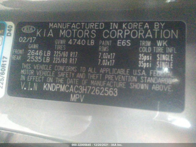 Photo 8 VIN: KNDPMCAC3H7262563 - KIA SPORTAGE 