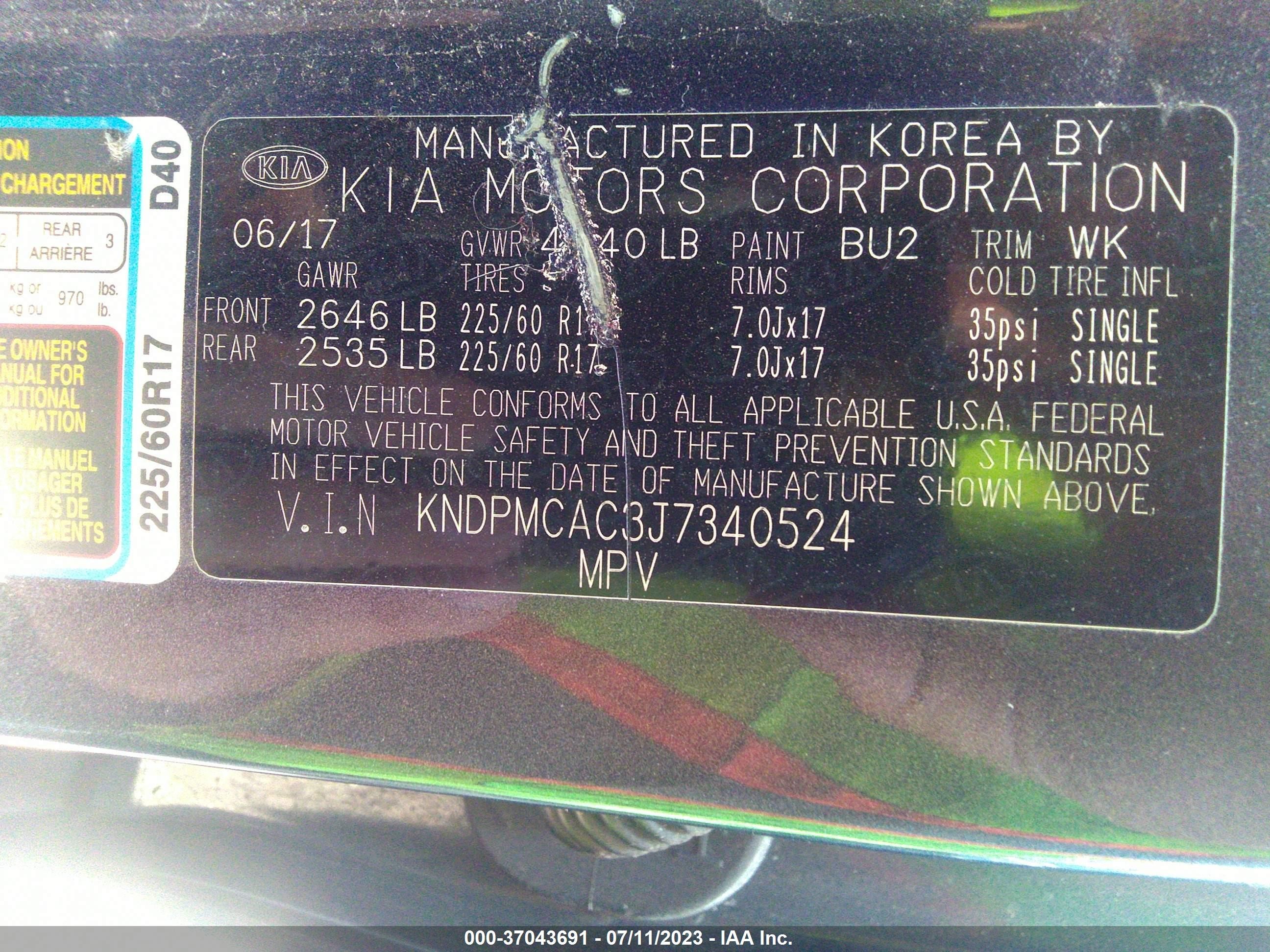 Photo 8 VIN: KNDPMCAC3J7340524 - KIA SPORTAGE 