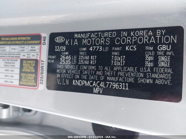 Photo 8 VIN: KNDPMCAC4L7796311 - KIA SPORTAGE 