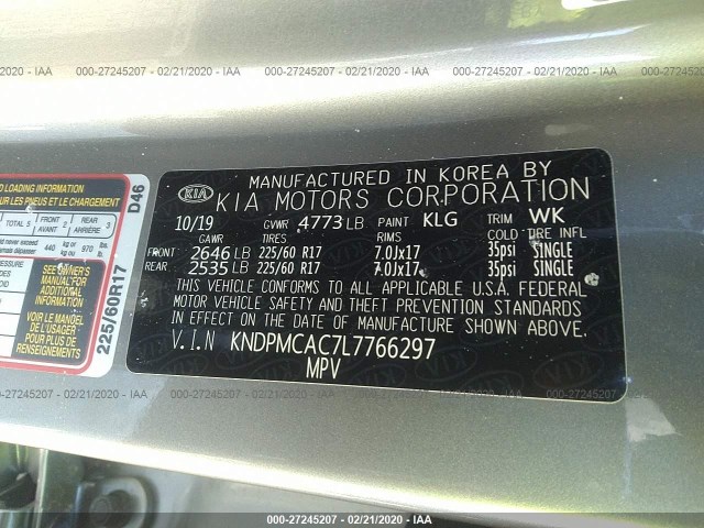 Photo 8 VIN: KNDPMCAC7L7766297 - KIA SPORTAGE 