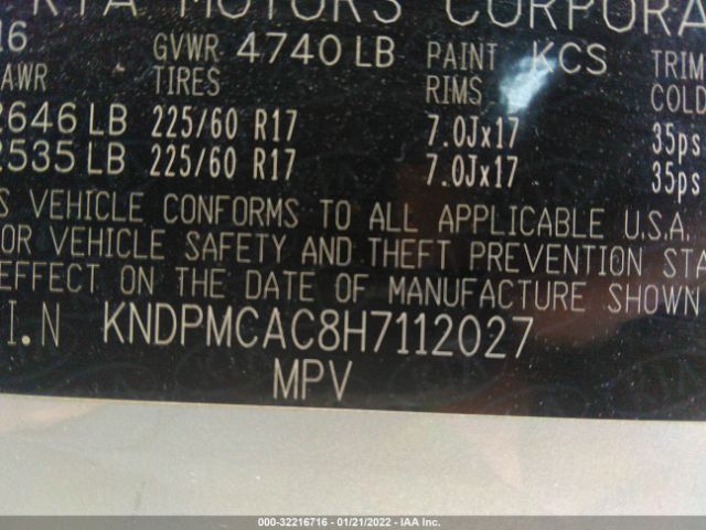 Photo 8 VIN: KNDPMCAC8H7112027 - KIA SPORTAGE 