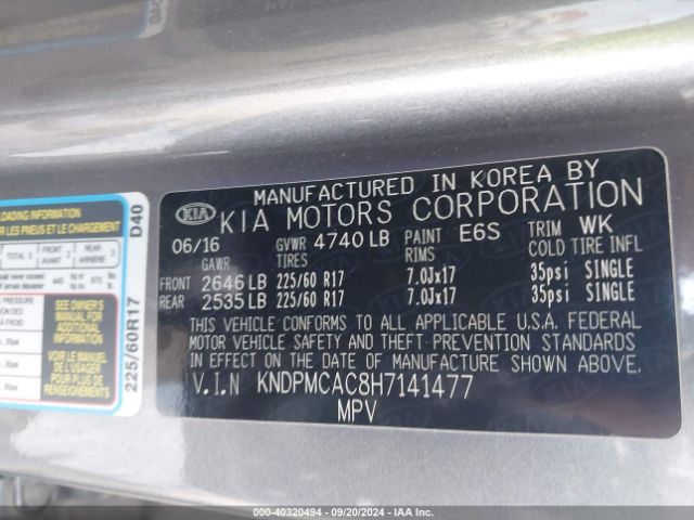 Photo 8 VIN: KNDPMCAC8H7141477 - KIA SPORTAGE 