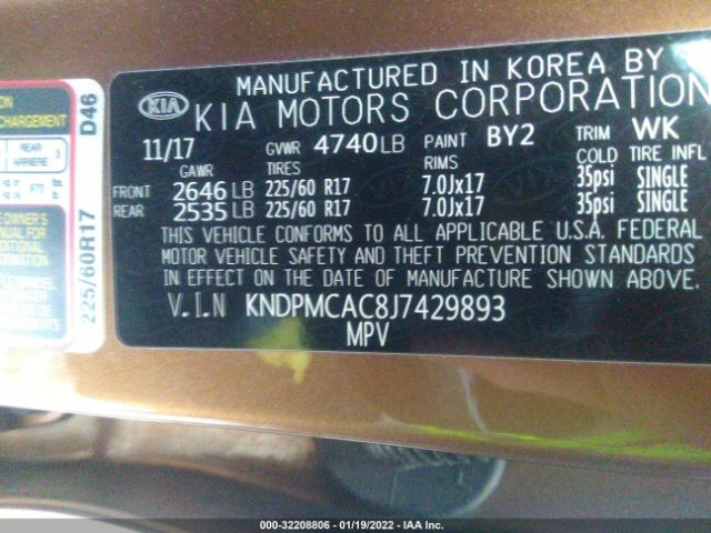 Photo 8 VIN: KNDPMCAC8J7429893 - KIA SPORTAGE 