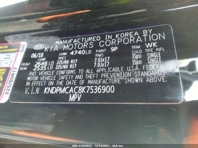 Photo 8 VIN: KNDPMCAC8K7536900 - KIA SPORTAGE 