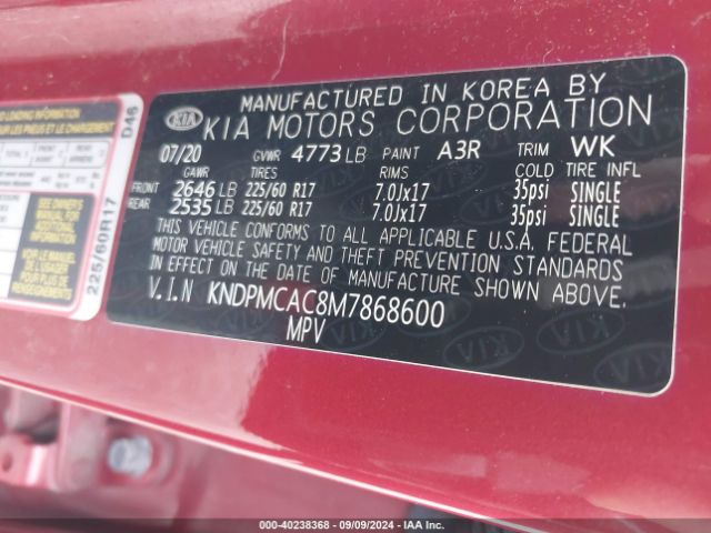 Photo 8 VIN: KNDPMCAC8M7868600 - KIA SPORTAGE 