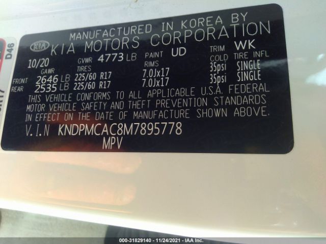 Photo 8 VIN: KNDPMCAC8M7895778 - KIA SPORTAGE 