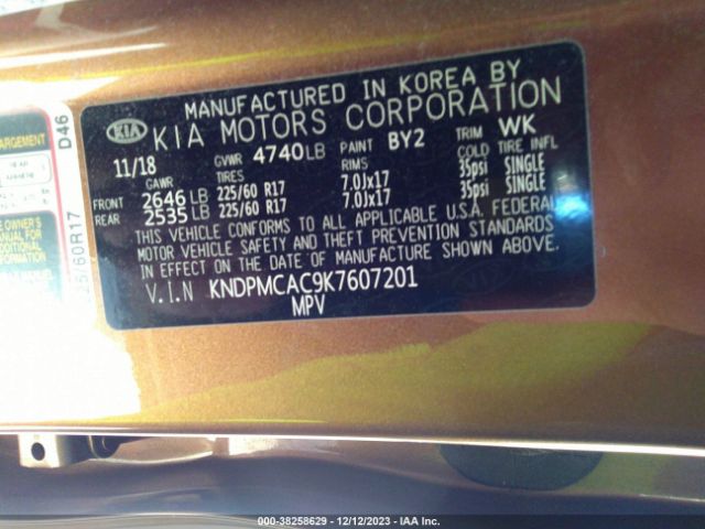 Photo 8 VIN: KNDPMCAC9K7607201 - KIA SPORTAGE 