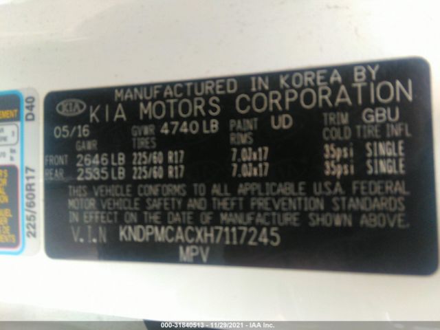 Photo 8 VIN: KNDPMCACXH7117245 - KIA SPORTAGE 