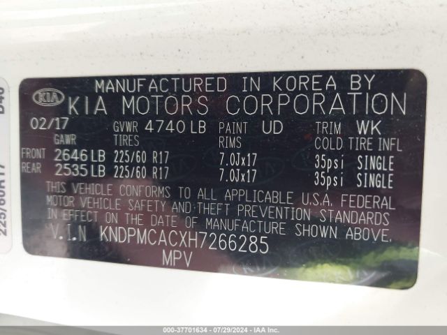 Photo 8 VIN: KNDPMCACXH7266285 - KIA SPORTAGE 