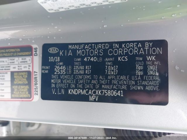 Photo 8 VIN: KNDPMCACXK7580641 - KIA SPORTAGE 