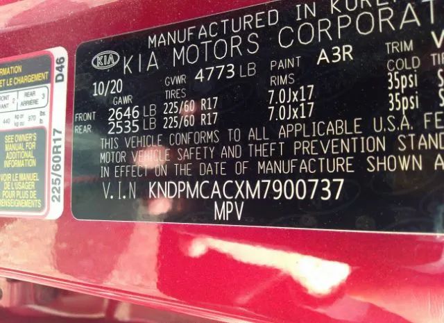 Photo 8 VIN: KNDPMCACXM7900737 - KIA SPORTAGE 