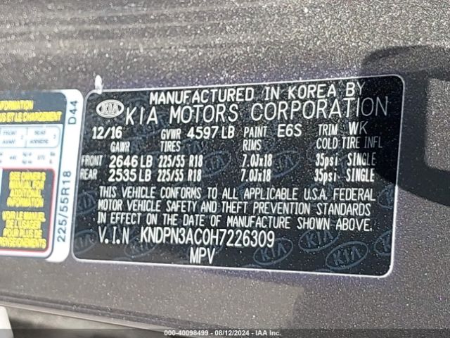 Photo 8 VIN: KNDPN3AC0H7226309 - KIA SPORTAGE 