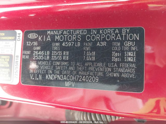 Photo 8 VIN: KNDPN3AC0H7240209 - KIA SPORTAGE 