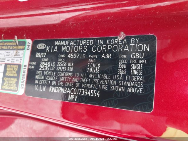 Photo 8 VIN: KNDPN3AC0J7394554 - KIA SPORTAGE 