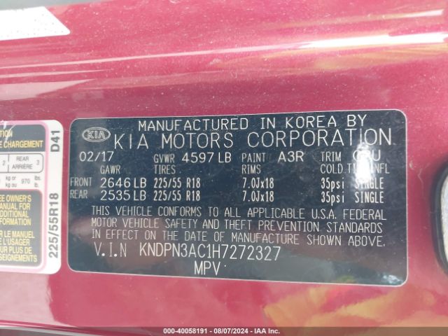 Photo 8 VIN: KNDPN3AC1H7272327 - KIA SPORTAGE 