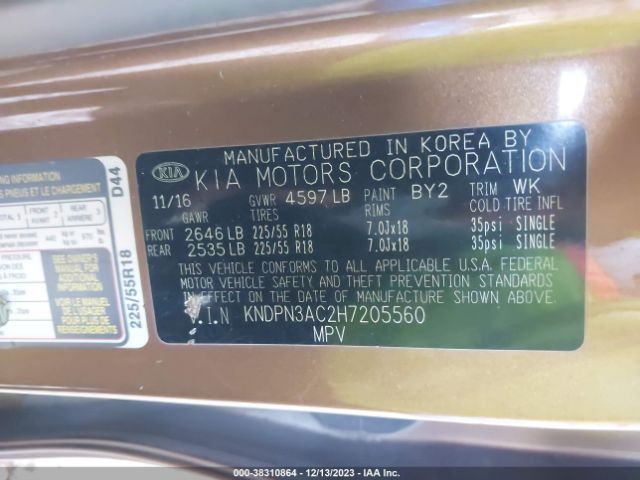 Photo 8 VIN: KNDPN3AC2H7205560 - KIA SPORTAGE 