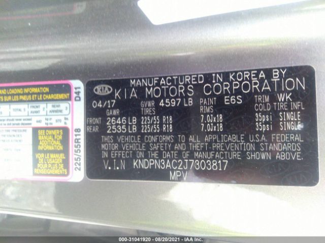 Photo 8 VIN: KNDPN3AC2J7303817 - KIA SPORTAGE 