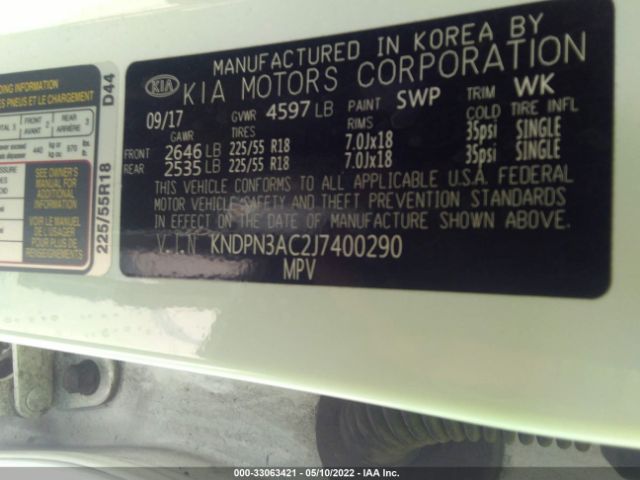 Photo 8 VIN: KNDPN3AC2J7400290 - KIA SPORTAGE 