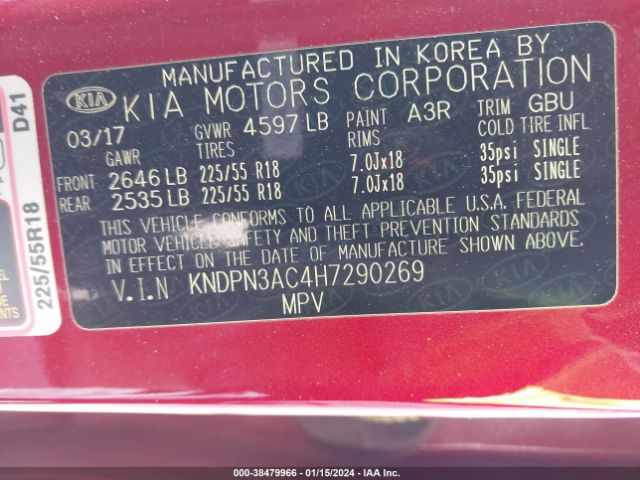 Photo 8 VIN: KNDPN3AC4H7290269 - KIA SPORTAGE 