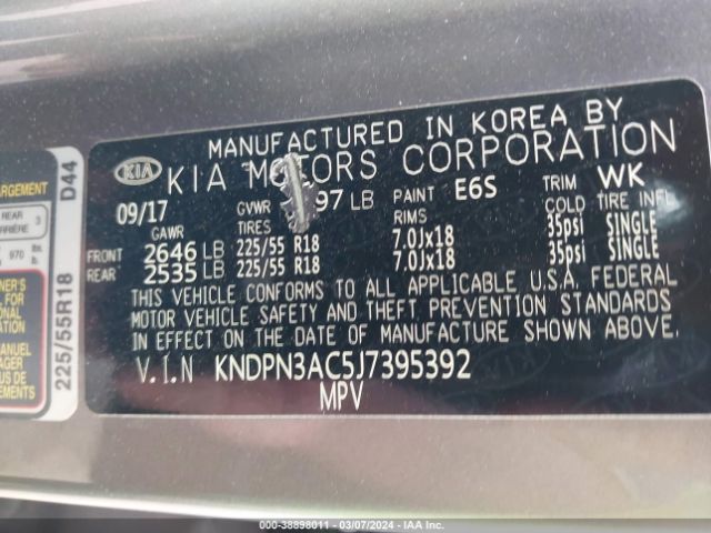 Photo 8 VIN: KNDPN3AC5J7395392 - KIA SPORTAGE 