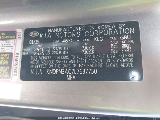 Photo 8 VIN: KNDPN3AC7L7637750 - KIA SPORTAGE 