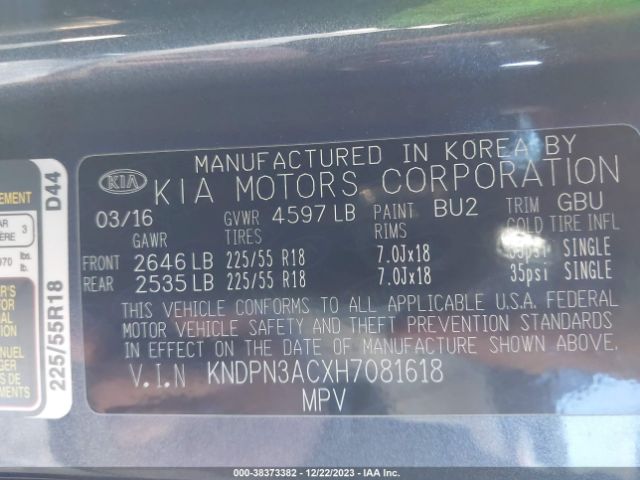 Photo 8 VIN: KNDPN3ACXH7081618 - KIA SPORTAGE 