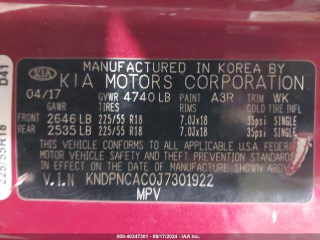 Photo 8 VIN: KNDPNCAC0J7301922 - KIA SPORTAGE 