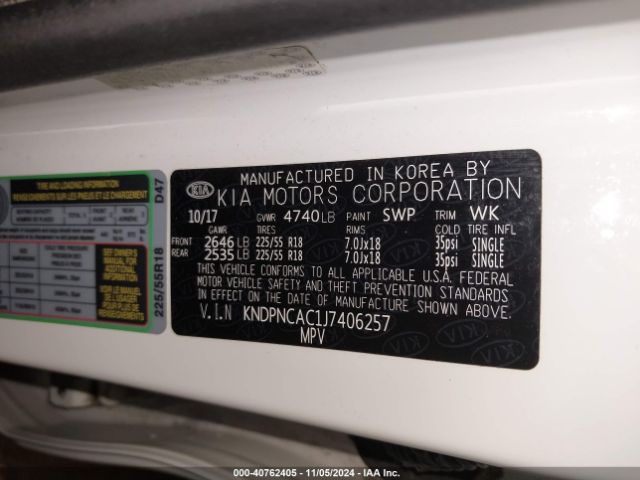 Photo 8 VIN: KNDPNCAC1J7406257 - KIA SPORTAGE 