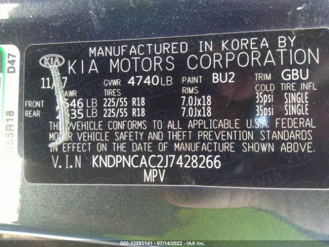 Photo 8 VIN: KNDPNCAC2J7428266 - KIA SPORTAGE 