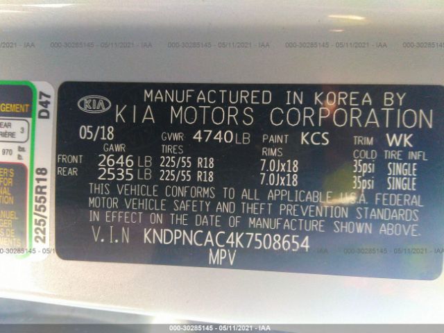 Photo 8 VIN: KNDPNCAC4K7508654 - KIA SPORTAGE 