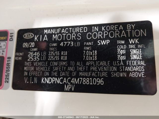 Photo 8 VIN: KNDPNCAC4M7881096 - KIA SPORTAGE 