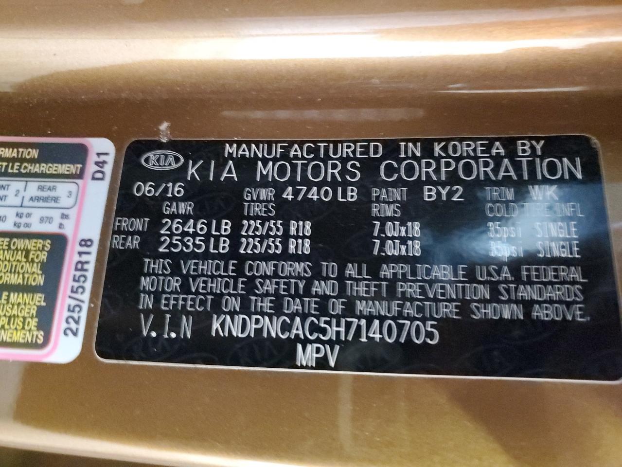 Photo 12 VIN: KNDPNCAC5H7140705 - KIA SPORTAGE 