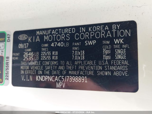 Photo 8 VIN: KNDPNCAC5J7398891 - KIA SPORTAGE 