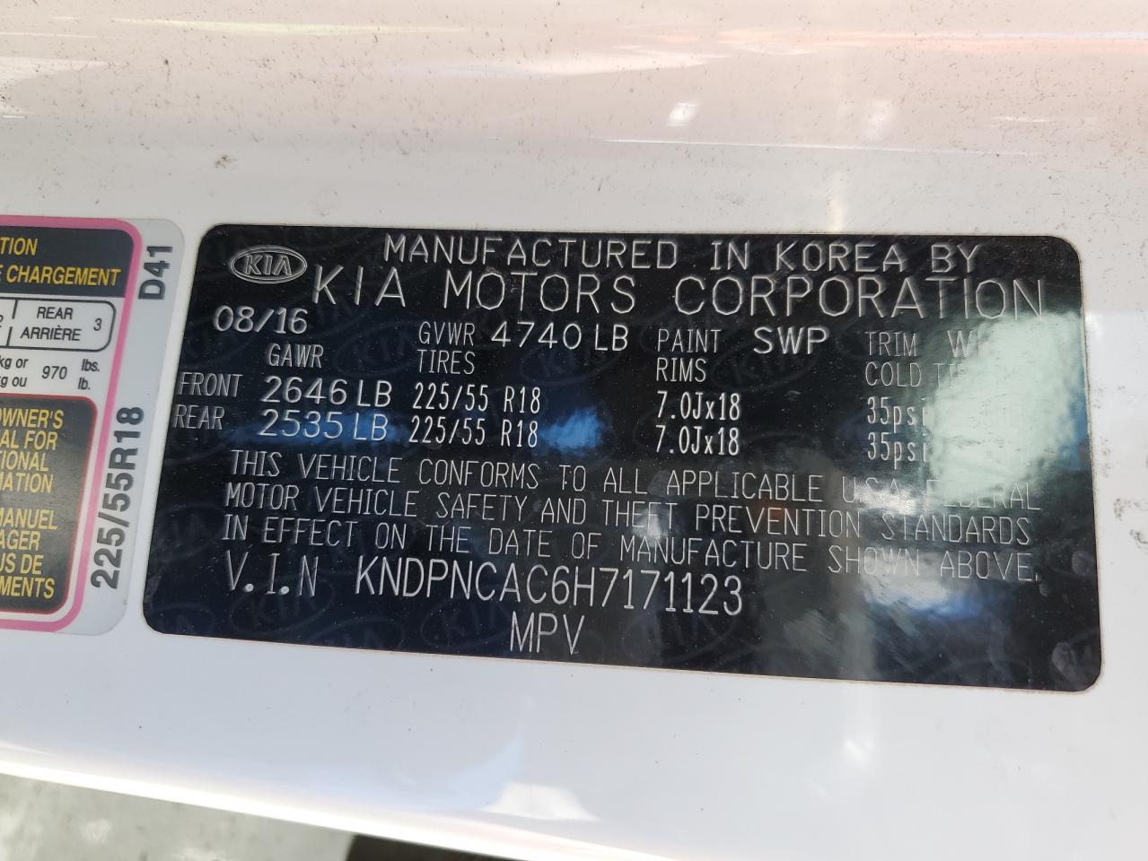 Photo 13 VIN: KNDPNCAC6H7171123 - KIA SPORTAGE 