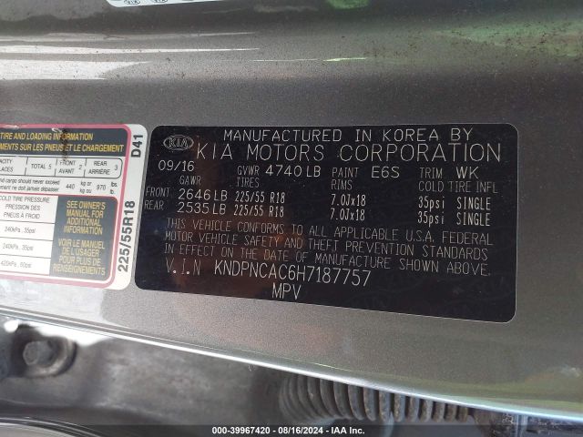 Photo 8 VIN: KNDPNCAC6H7187757 - KIA SPORTAGE 