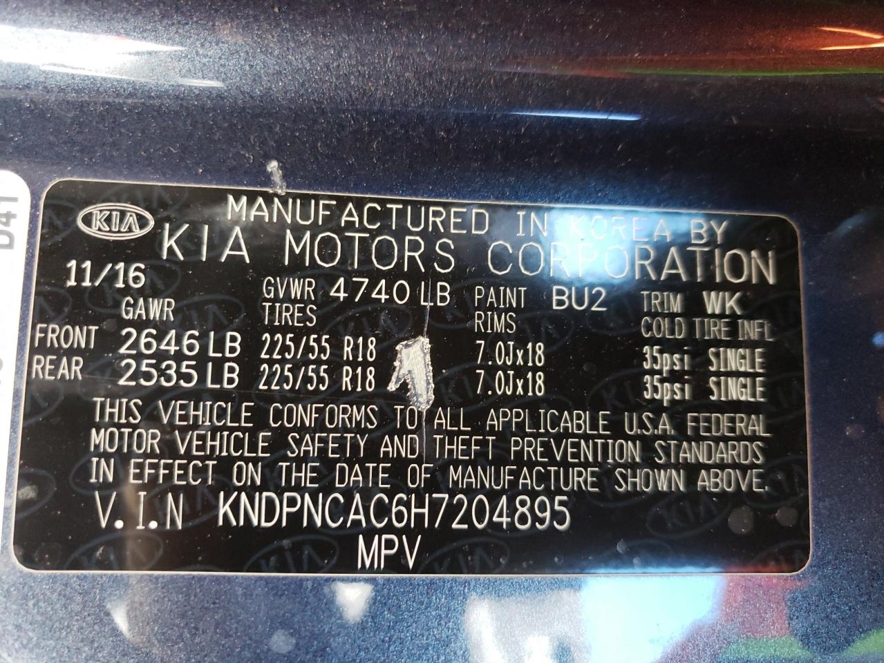 Photo 12 VIN: KNDPNCAC6H7204895 - KIA SPORTAGE 