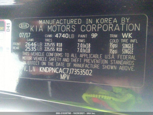 Photo 8 VIN: KNDPNCAC7J7353502 - KIA SPORTAGE 