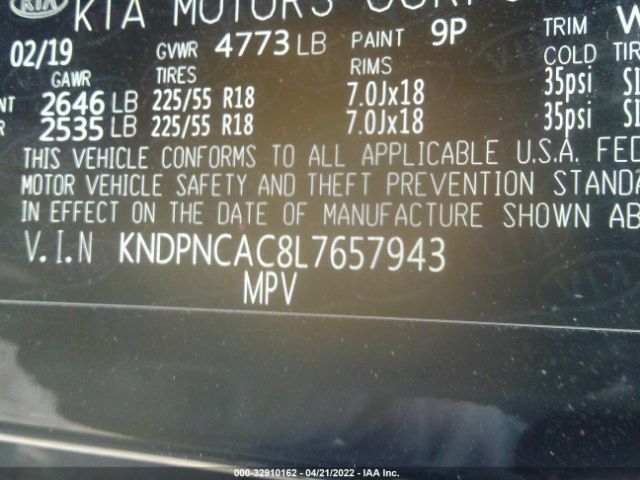 Photo 8 VIN: KNDPNCAC8L7657943 - KIA SPORTAGE 