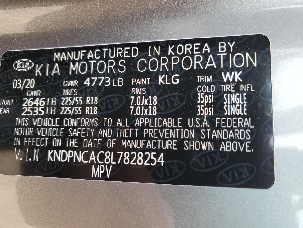 Photo 12 VIN: KNDPNCAC8L7828254 - KIA SPORTAGE 