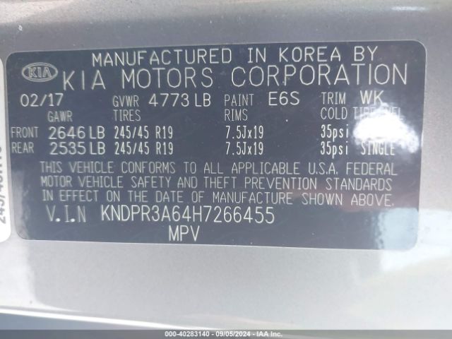 Photo 8 VIN: KNDPR3A64H7266455 - KIA SPORTAGE 