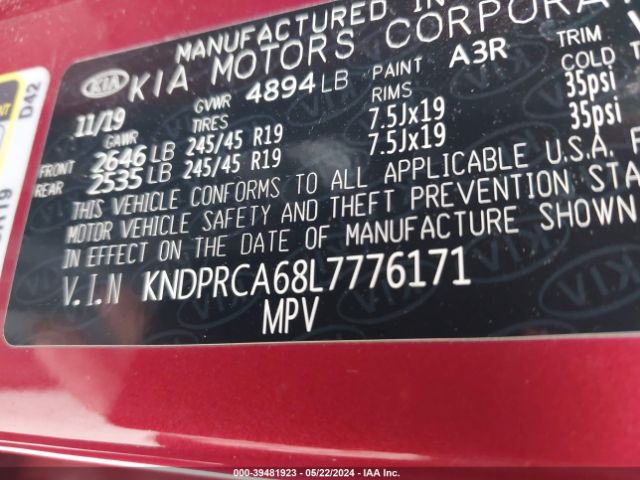 Photo 8 VIN: KNDPRCA68L7776171 - KIA SPORTAGE 