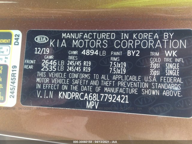 Photo 8 VIN: KNDPRCA68L7792421 - KIA SPORTAGE 