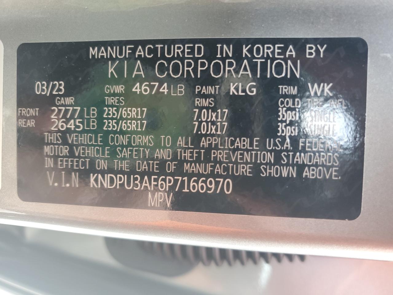 Photo 12 VIN: KNDPU3AF6P7166970 - KIA SPORTAGE 